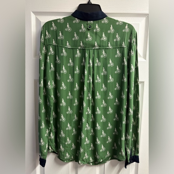 *SOLD* Maeve Anthropologie Bicycle Pattern Button Down Shirt Size 10 - Picture 5 of 5